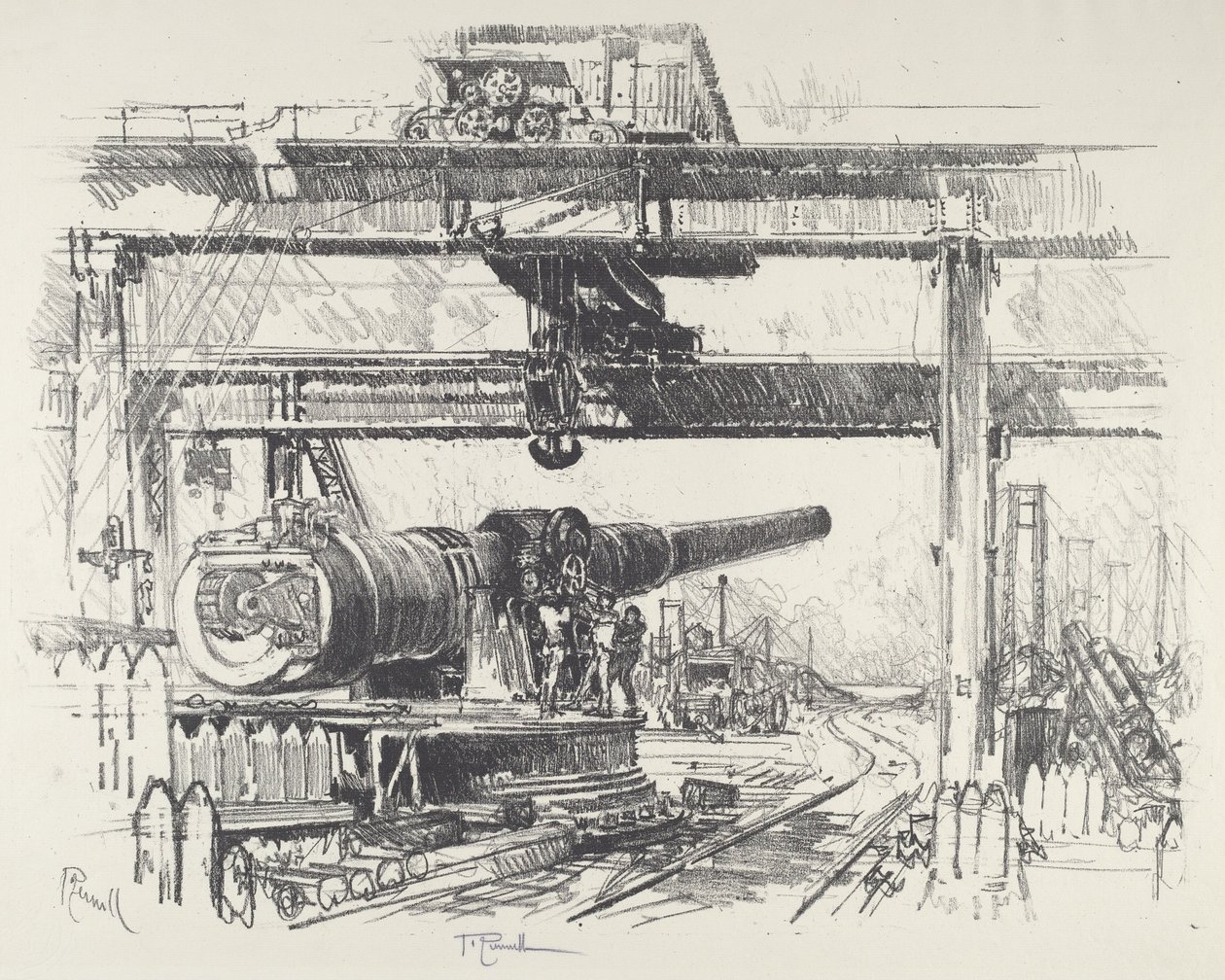 Pistoltesting, 1916. av Joseph Pennell
