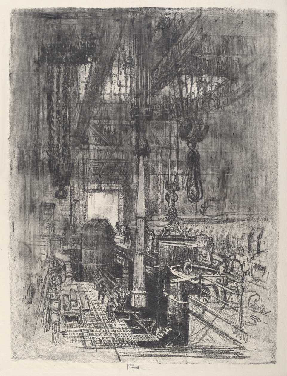 Gun Pit, No.II, 1917. av Joseph Pennell