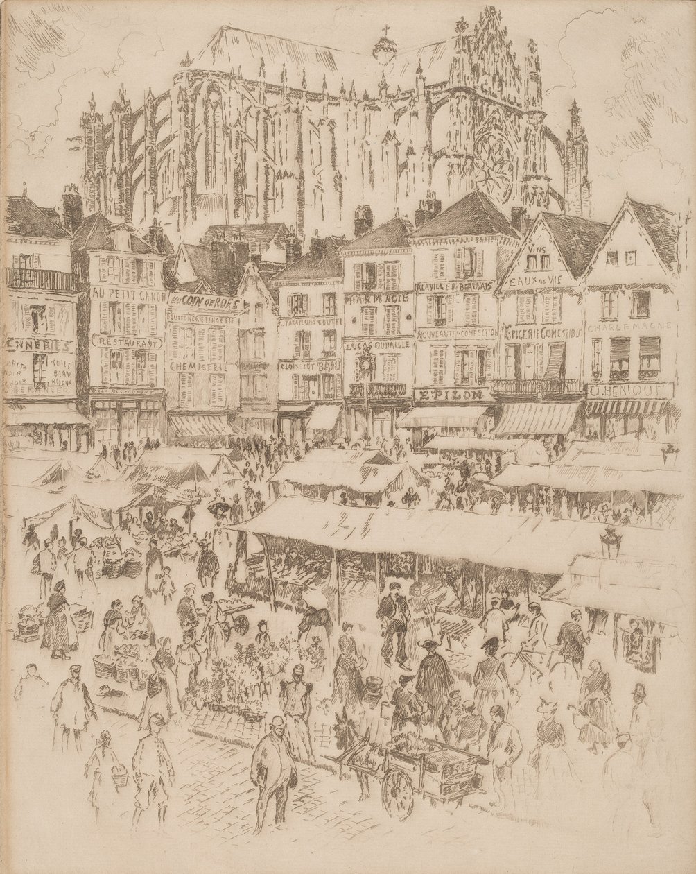 Place, Beauvais, 1907. av Joseph Pennell