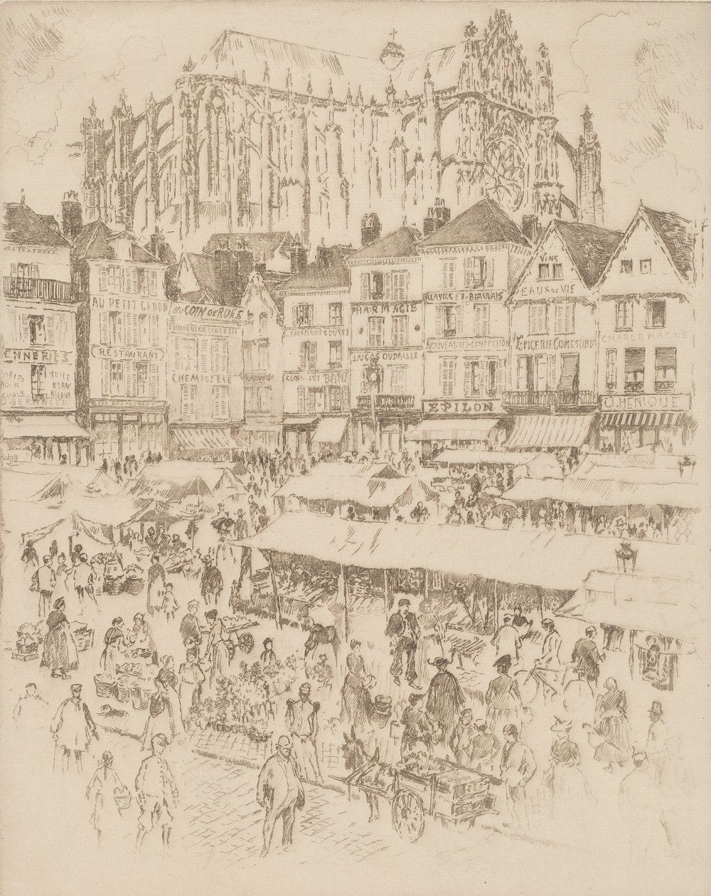 Place, Beauvais, 1907. av Joseph Pennell