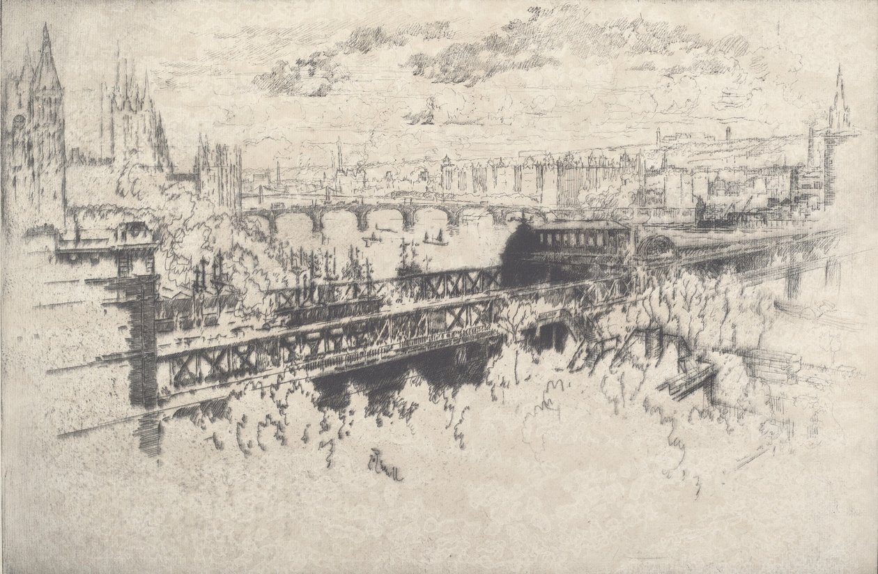 London over Charing Cross Bridge, 1910. av Joseph Pennell