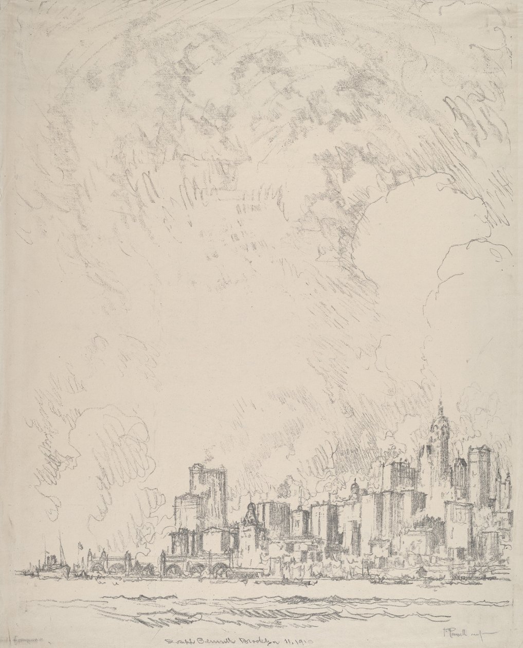 New York fra Brooklyn, 1910. av Joseph Pennell