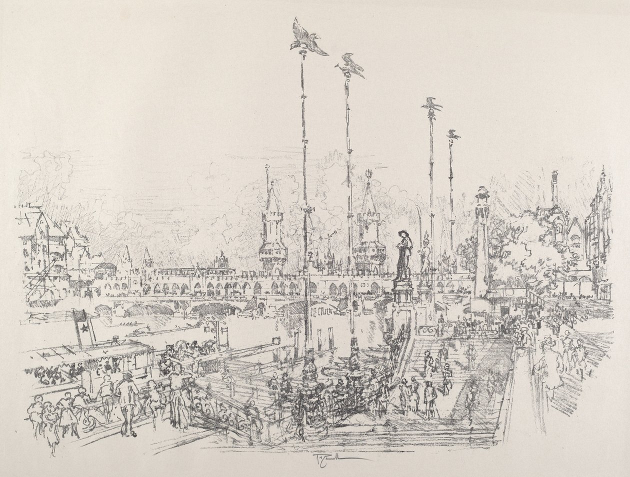 Oberbaum-broen, Berlin av Joseph Pennell