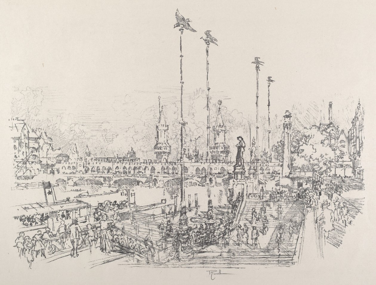 Oberbaum-broen, Berlin, 1921. av Joseph Pennell