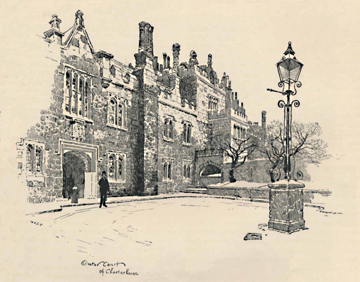 Old Charterhouse: The Masters Court, 1886 av Joseph Pennell