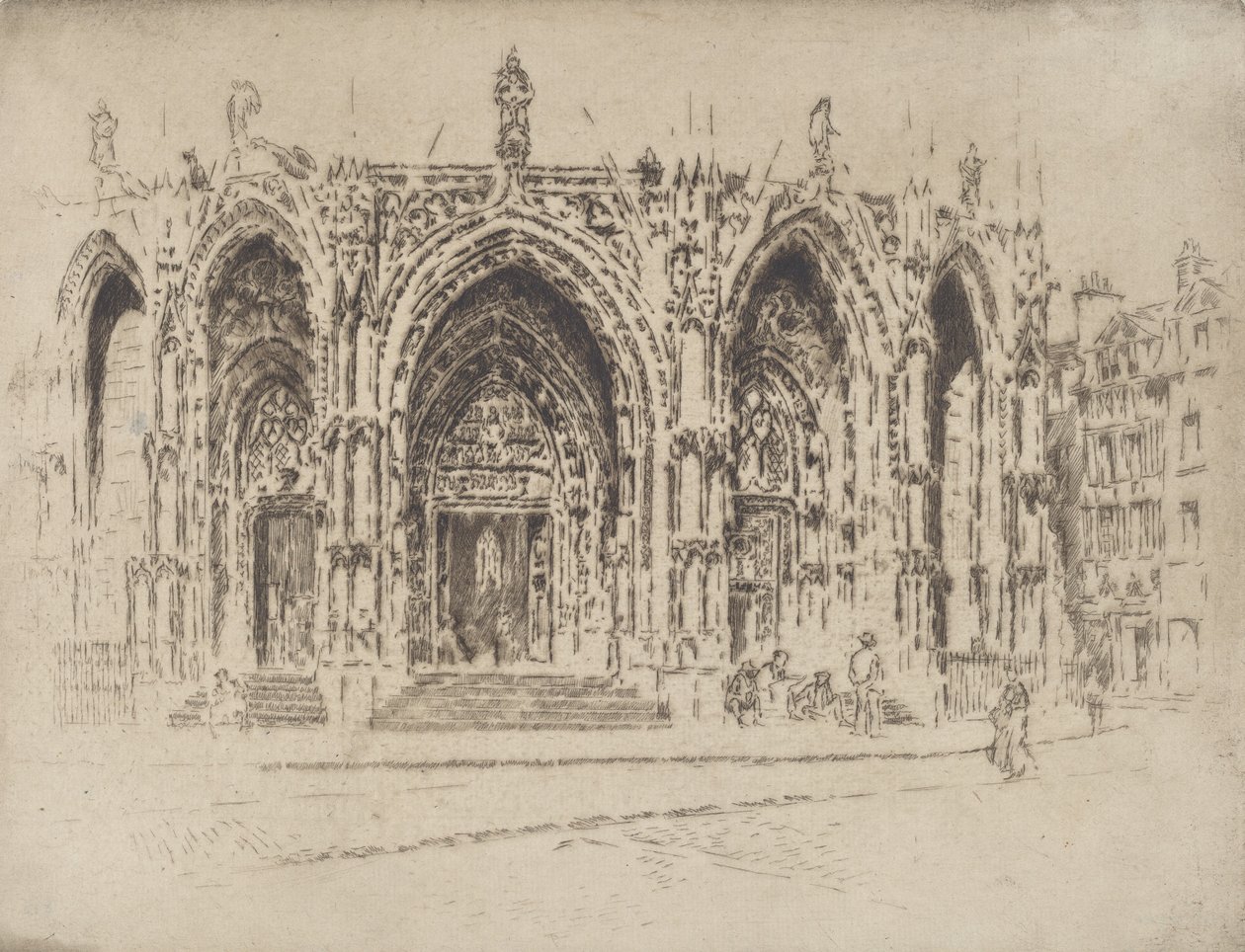 Veranda til San Maclou, Rouen, 1907. av Joseph Pennell