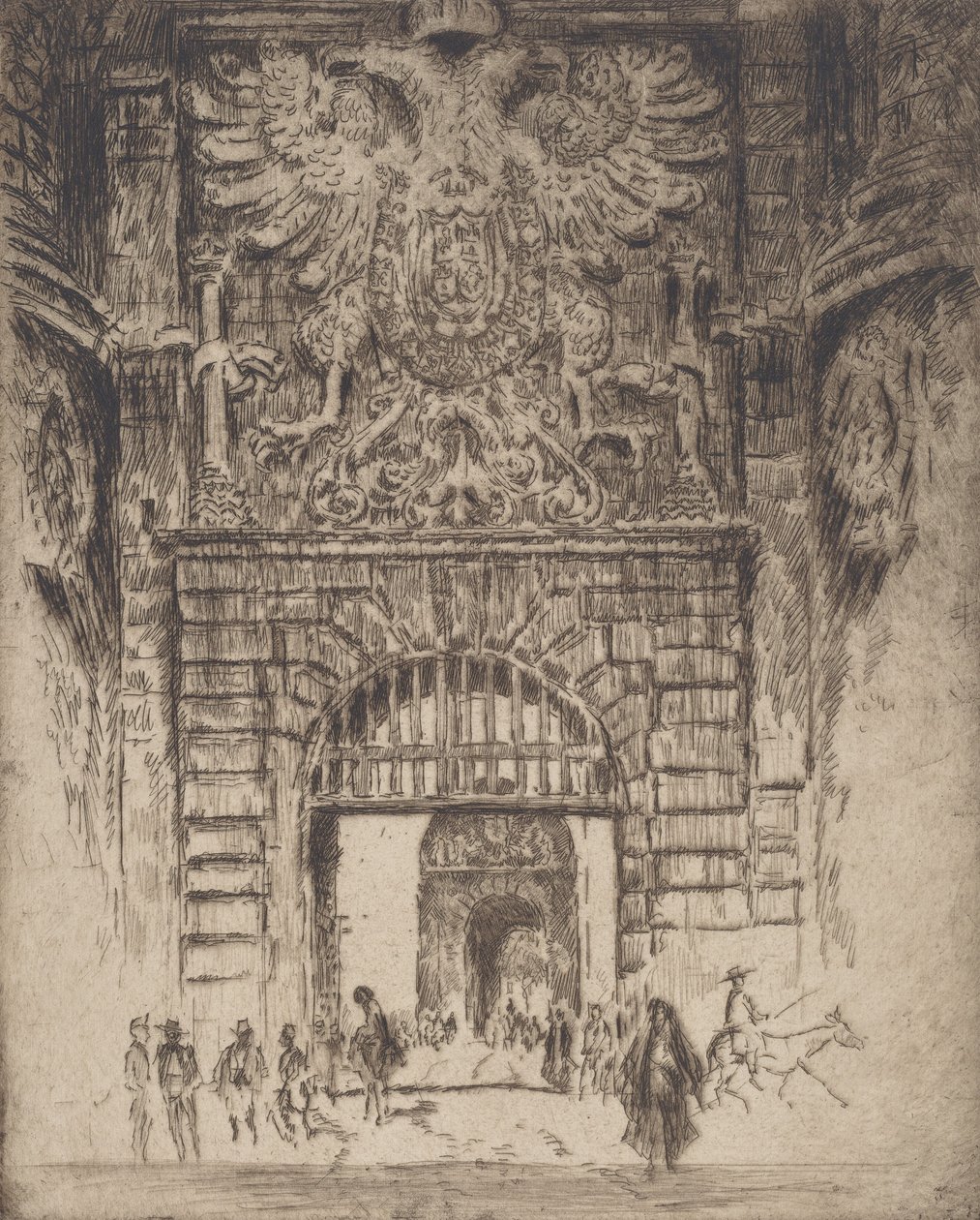 Visagara-porten, Madrid-porten, Toledo, 1904. av Joseph Pennell