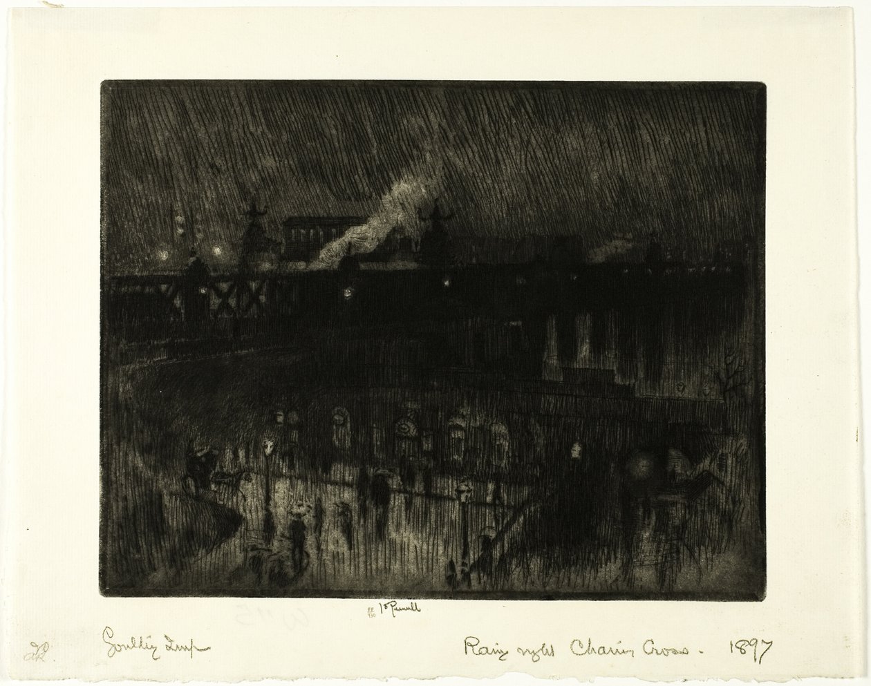 Rainy Night, Charing Cross Station av Joseph Pennell