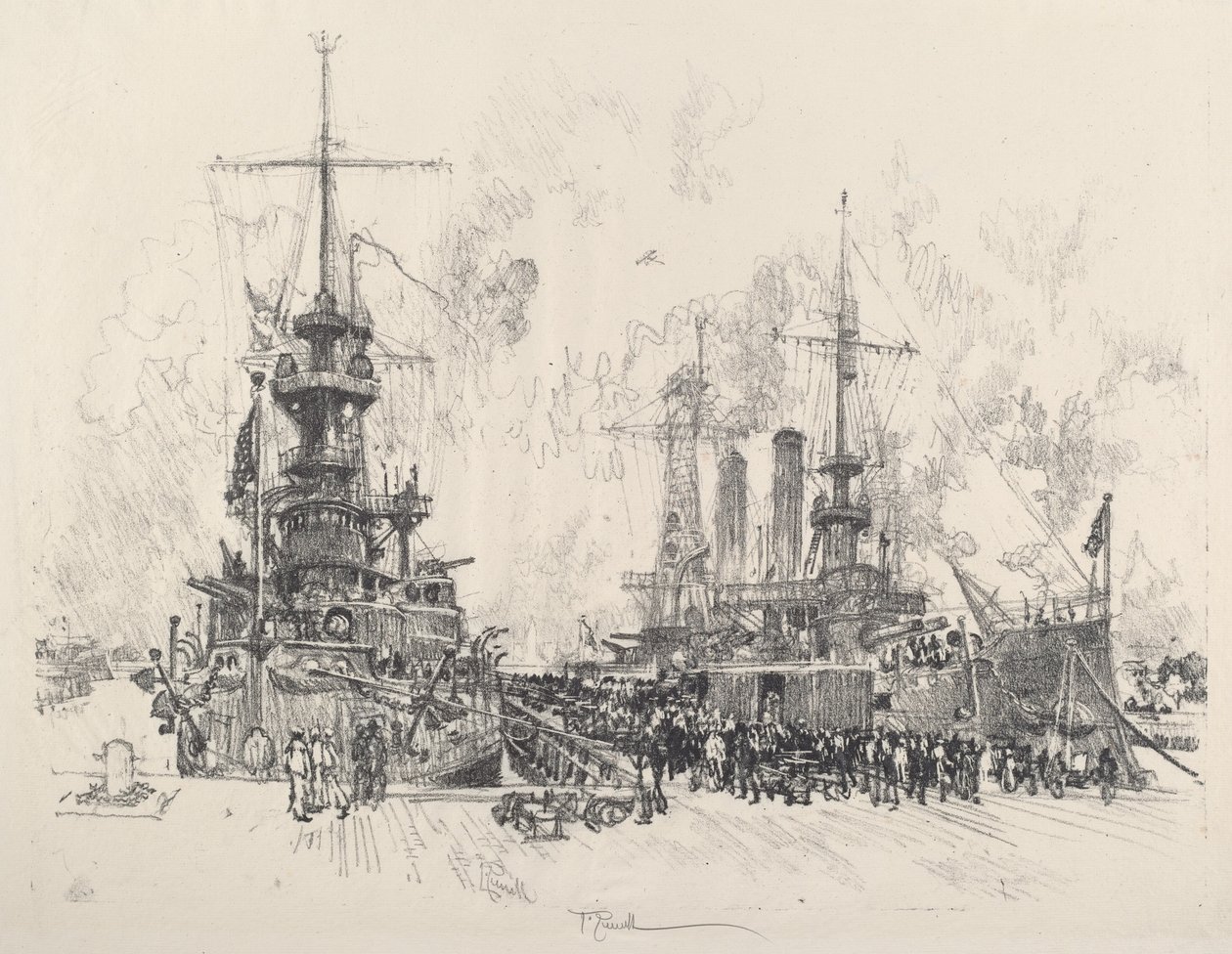 Klar for tjeneste igjen, 1917. av Joseph Pennell