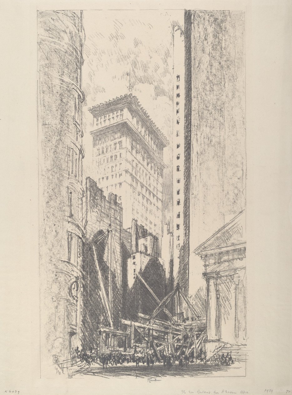 Gjenoppbygging av Broad Street, 1910. av Joseph Pennell