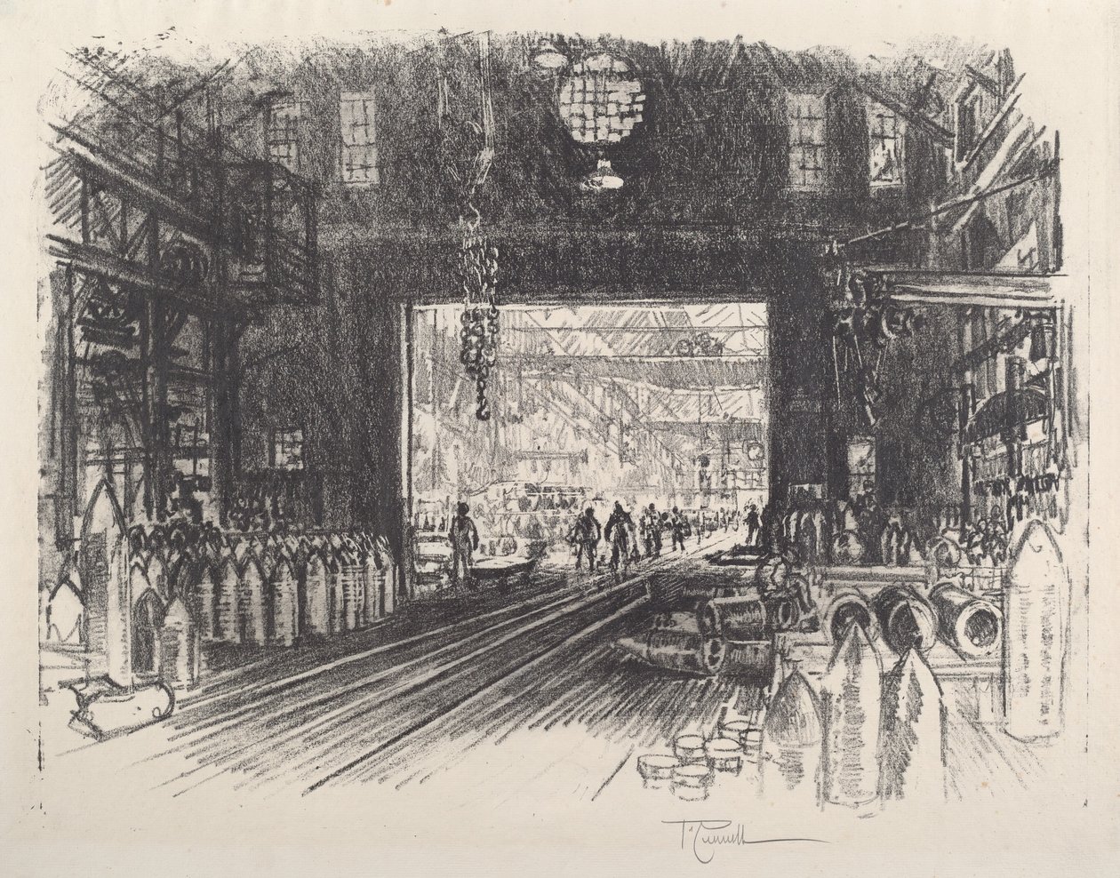 Skallfabrikk, No.II, 1917. av Joseph Pennell