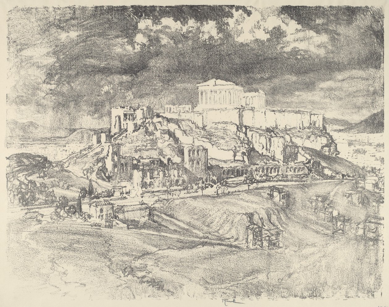 Storm bak Akropolis, 1913. av Joseph Pennell