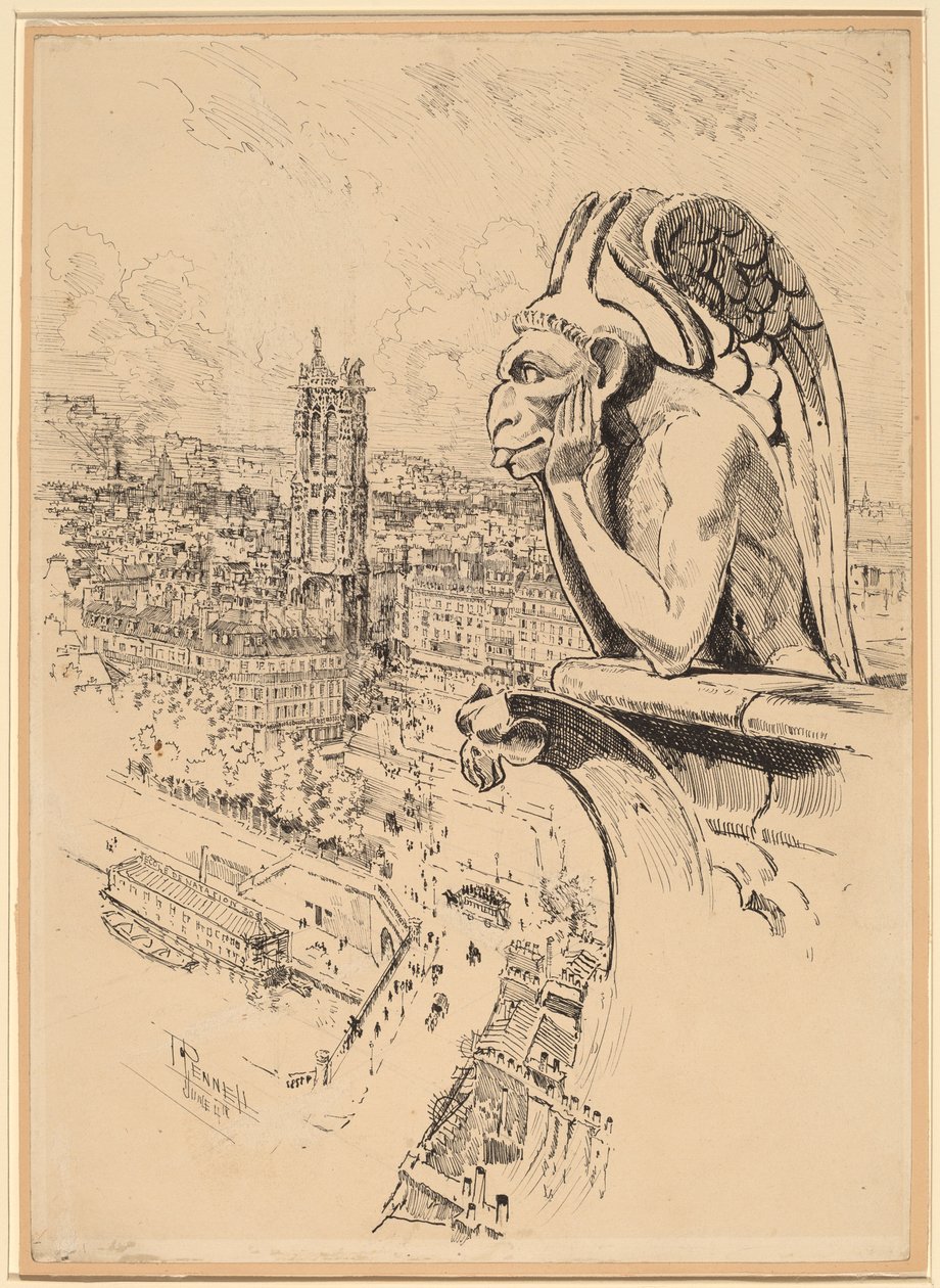 Studie for "Le Stryge" av Joseph Pennell