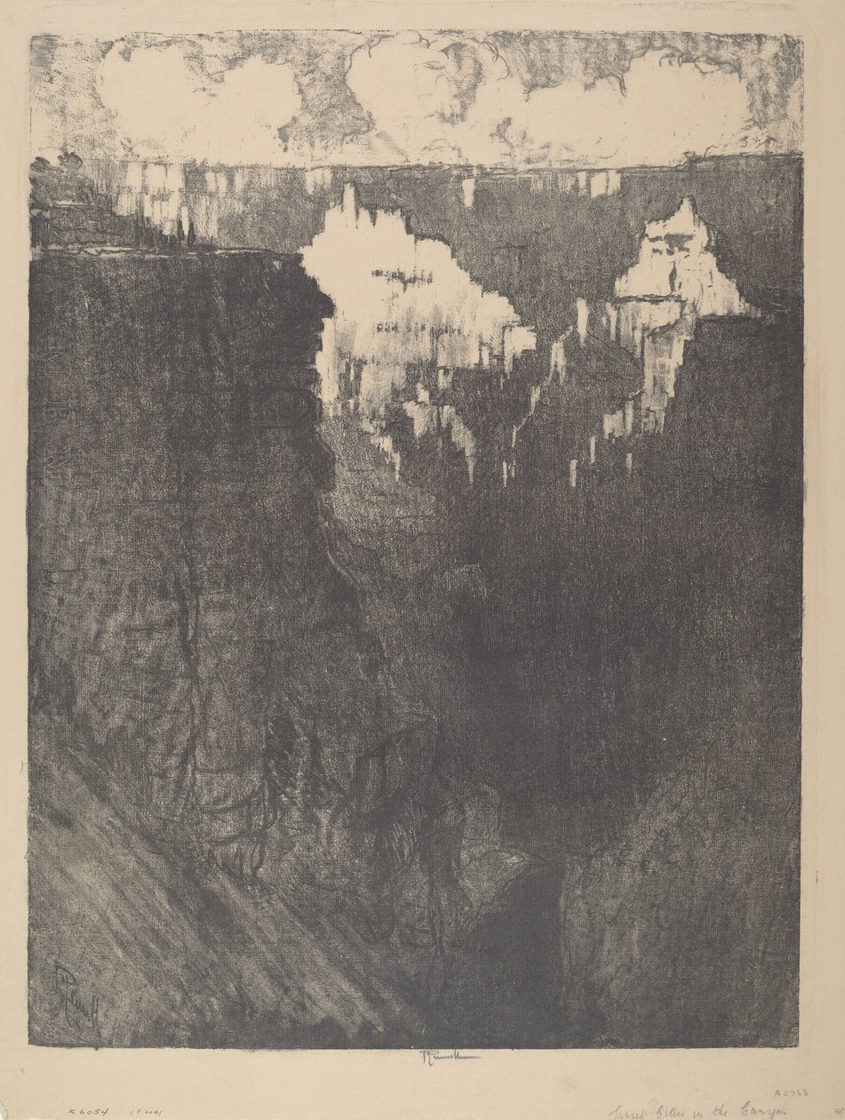 Sunset Cities in the Canyon, 1912. av Joseph Pennell