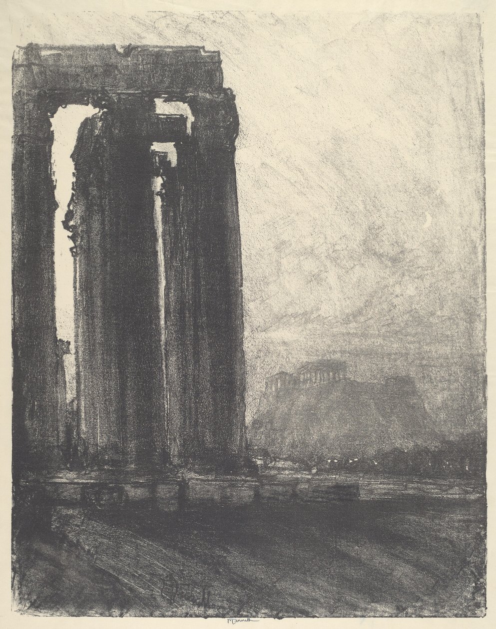 Jupiter-tempelet, kveld, 1913. av Joseph Pennell