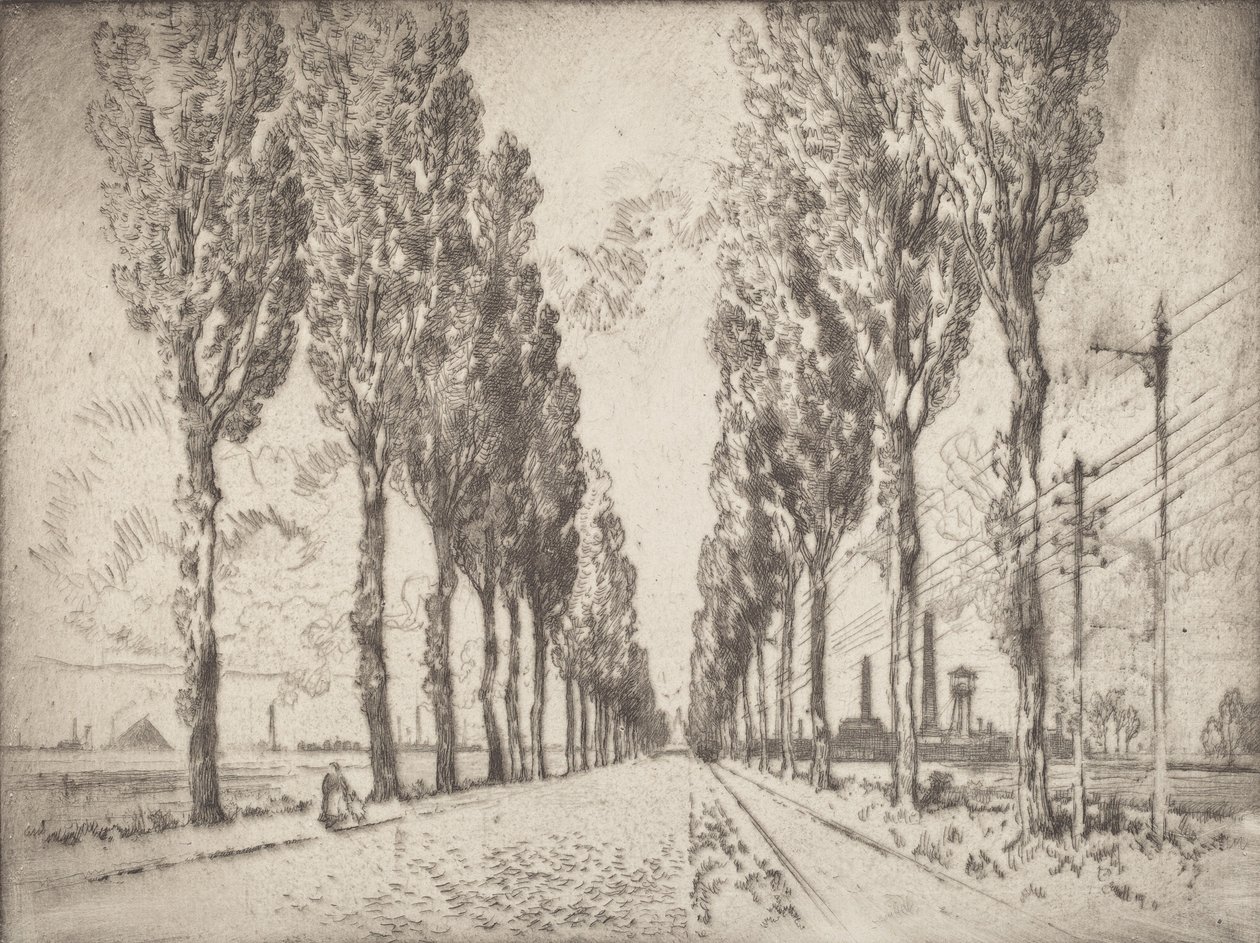 The Avenue, Valenciennes, 1910. av Joseph Pennell