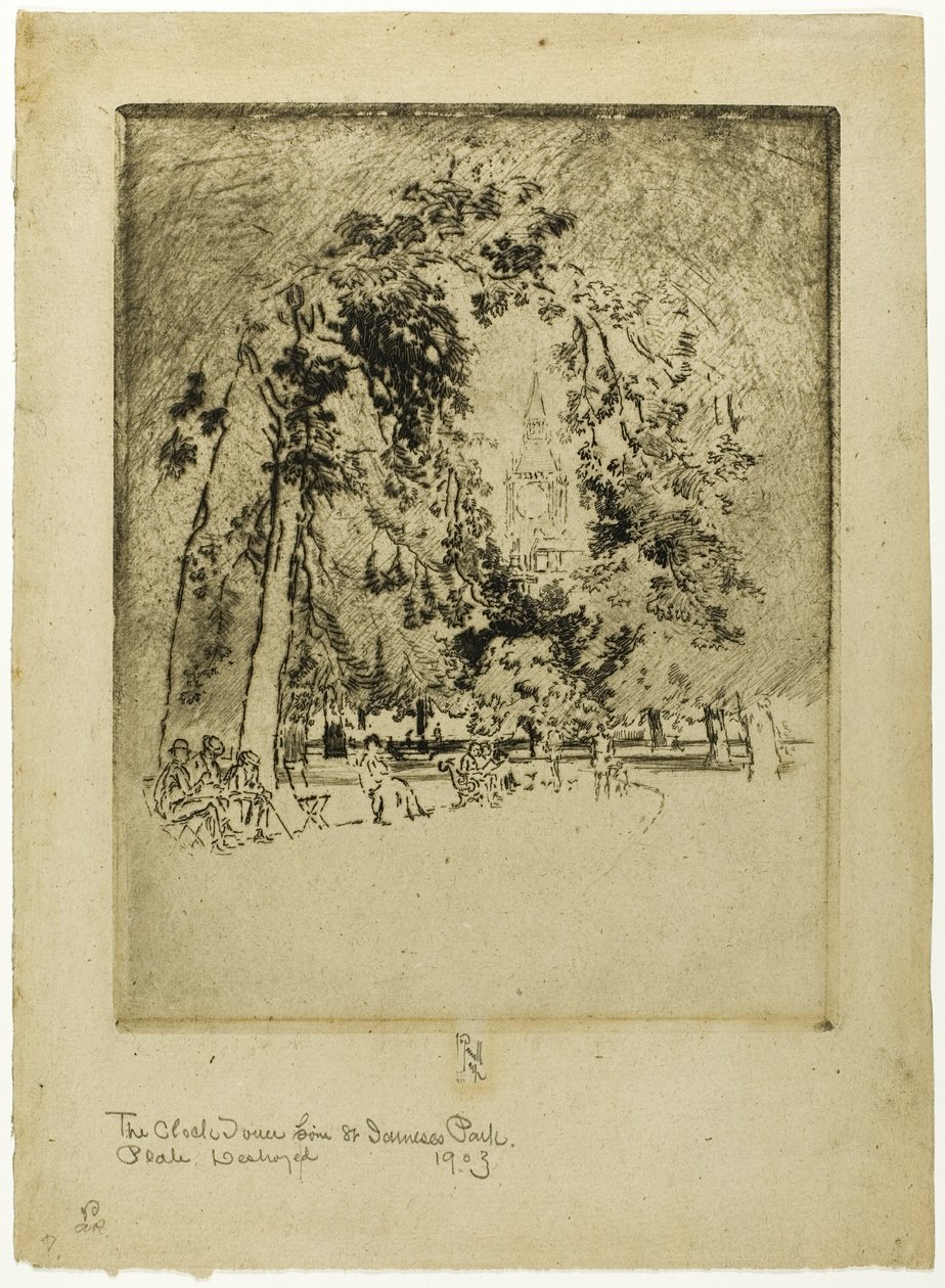 Klokketårnet, fra St. James Park av Joseph Pennell