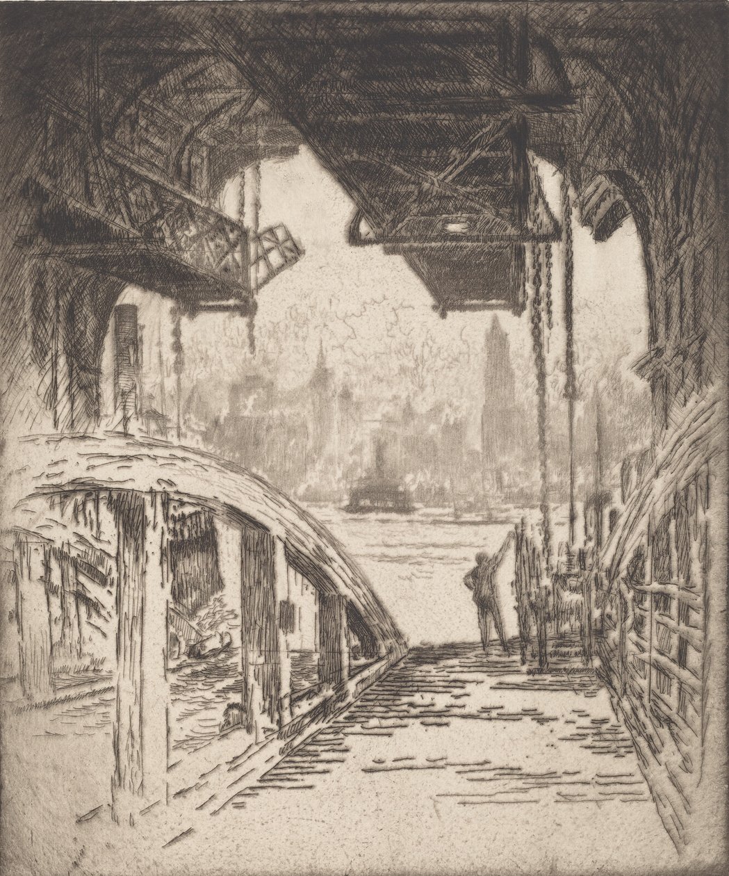 Fergehuset, 1919. av Joseph Pennell