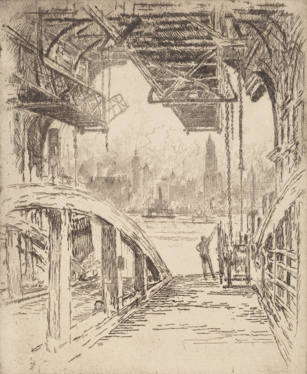 Fergehuset, 1919. av Joseph Pennell