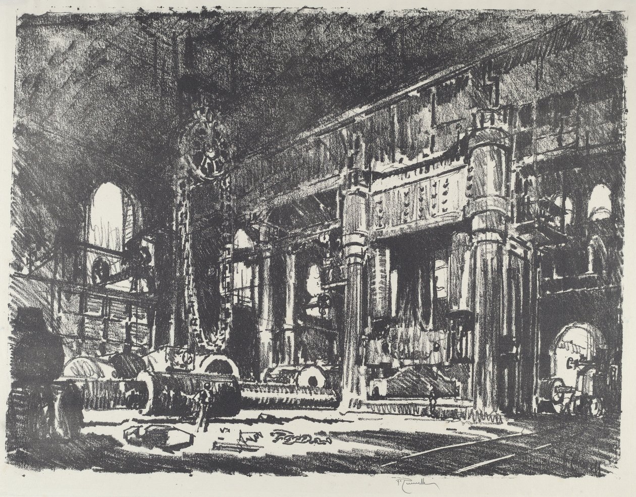 The Gun Forge, 1916. av Joseph Pennell