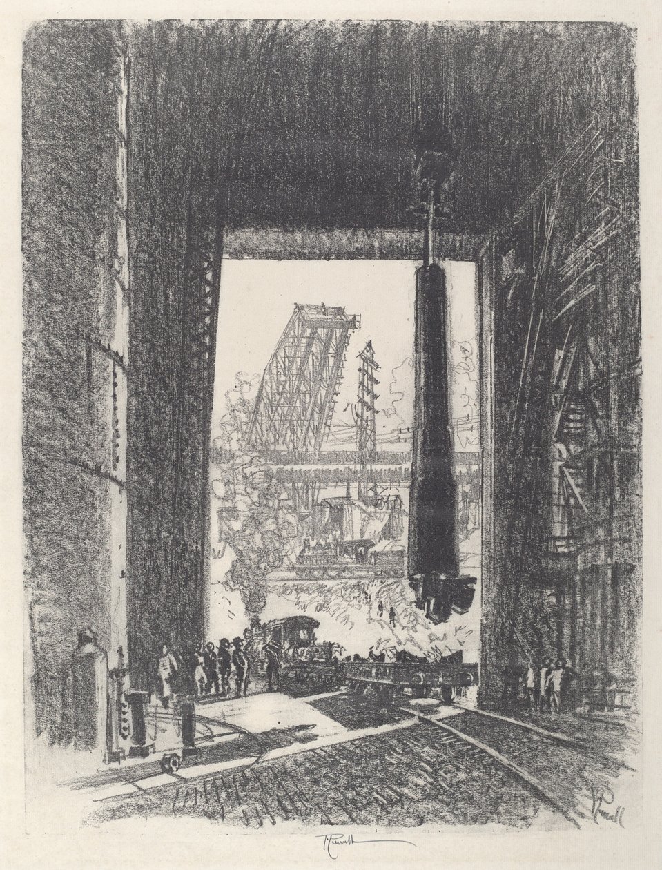 The Gun Pit, No.I, 1917. av Joseph Pennell