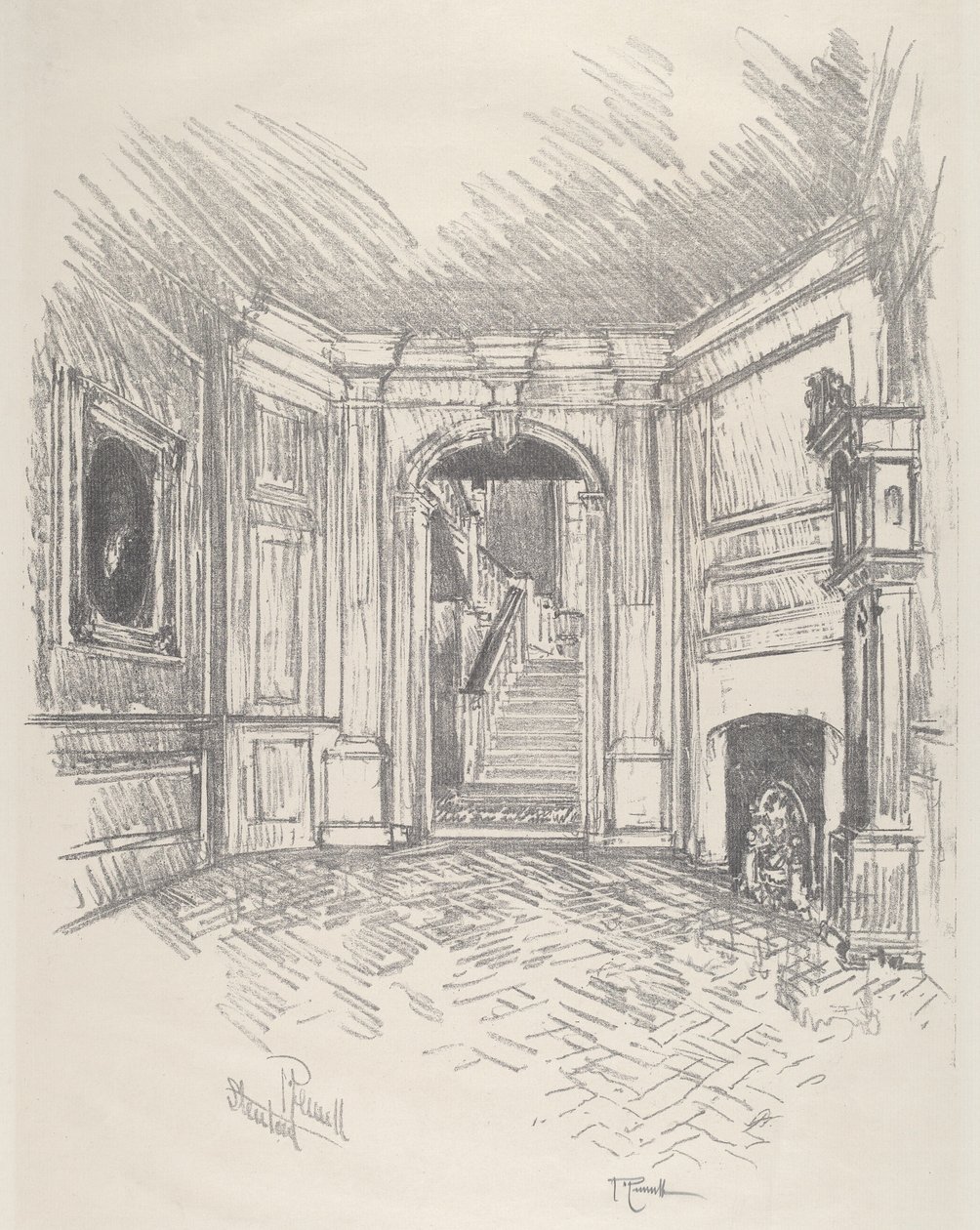 The Hall, Stenton, 1912. av Joseph Pennell