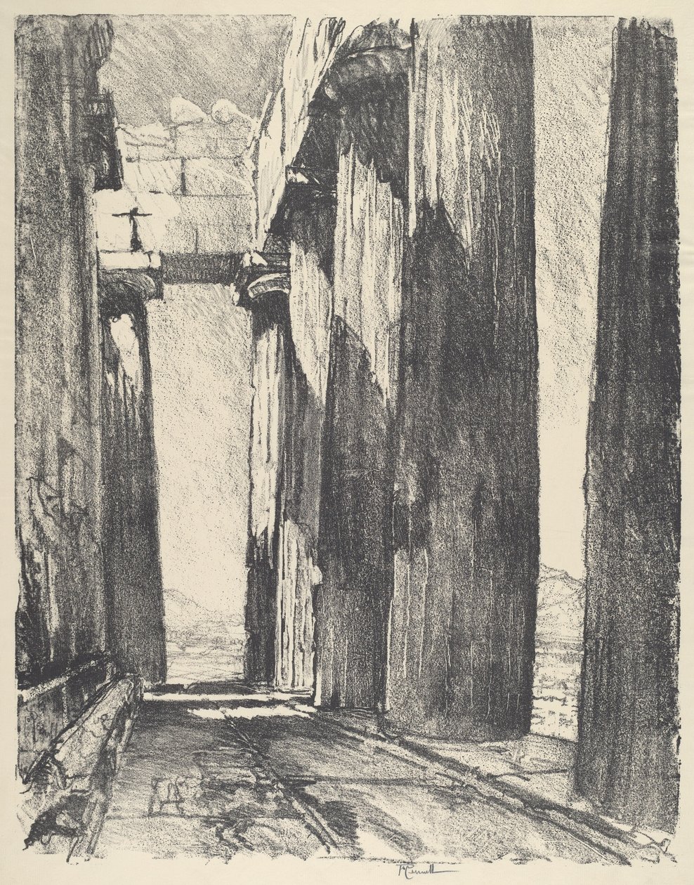 Portikoen til Parthenon av Joseph Pennell
