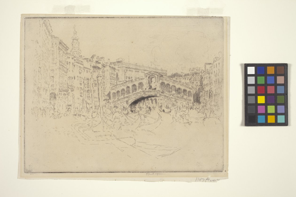 Rialto, Venezia (etsing og tørrpunkt) av Joseph Pennell