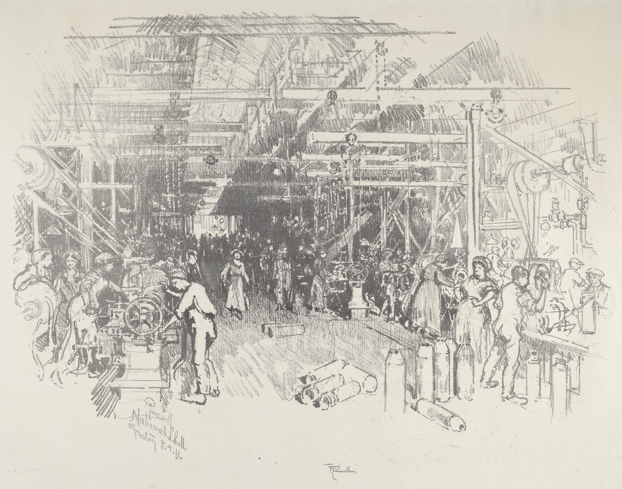 Skallfabrikken, 1916. av Joseph Pennell