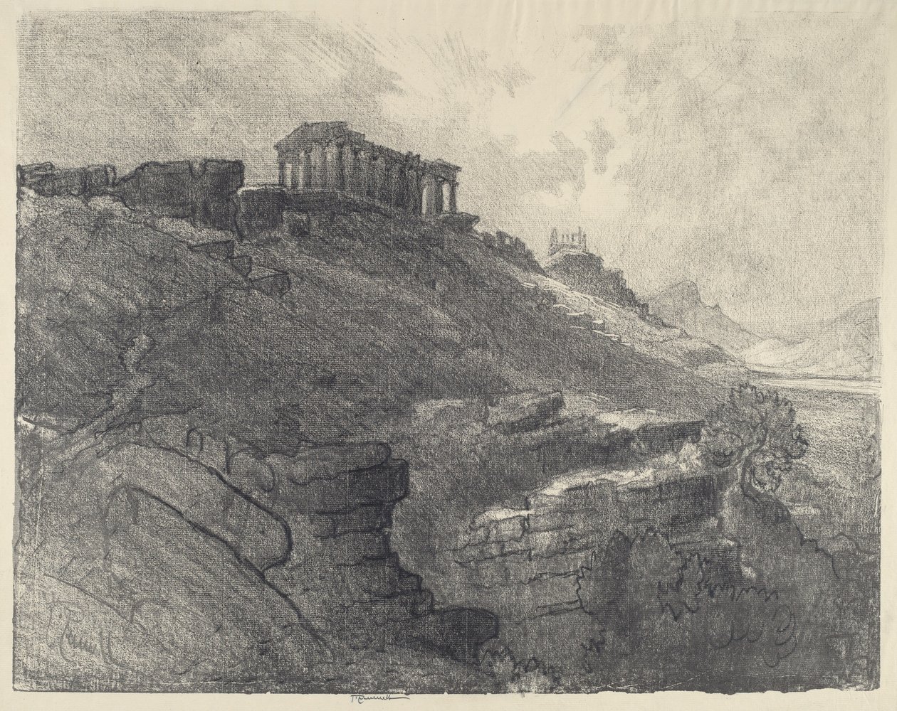 Templene på veggen, Girgenti, 1913. av Joseph Pennell