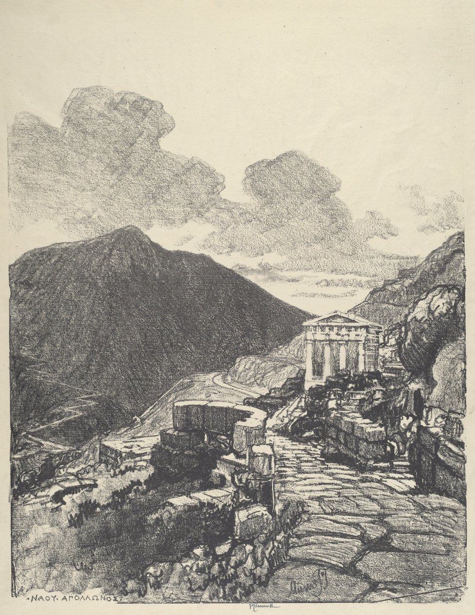 Treasury of Athens, Delphi av Joseph Pennell