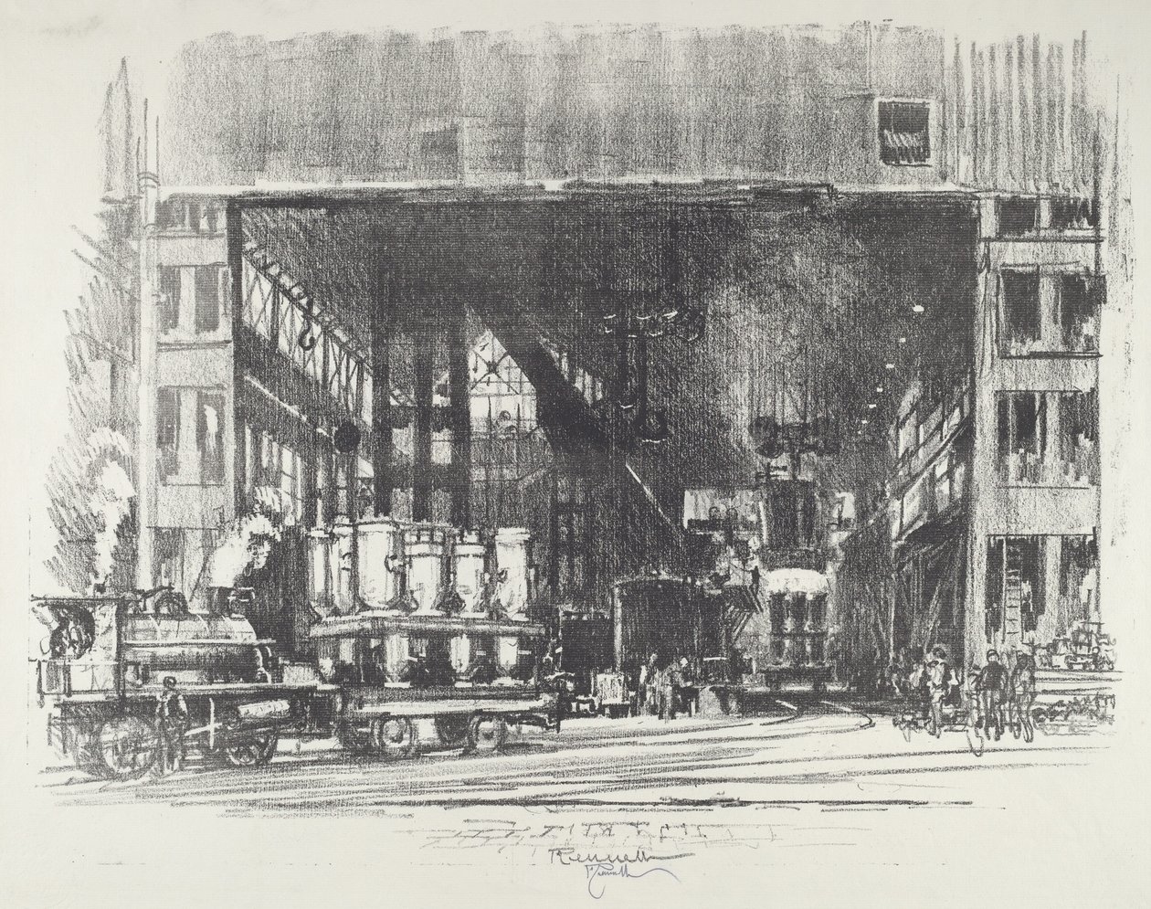 Urnene, støping av store skjell, 1916. av Joseph Pennell
