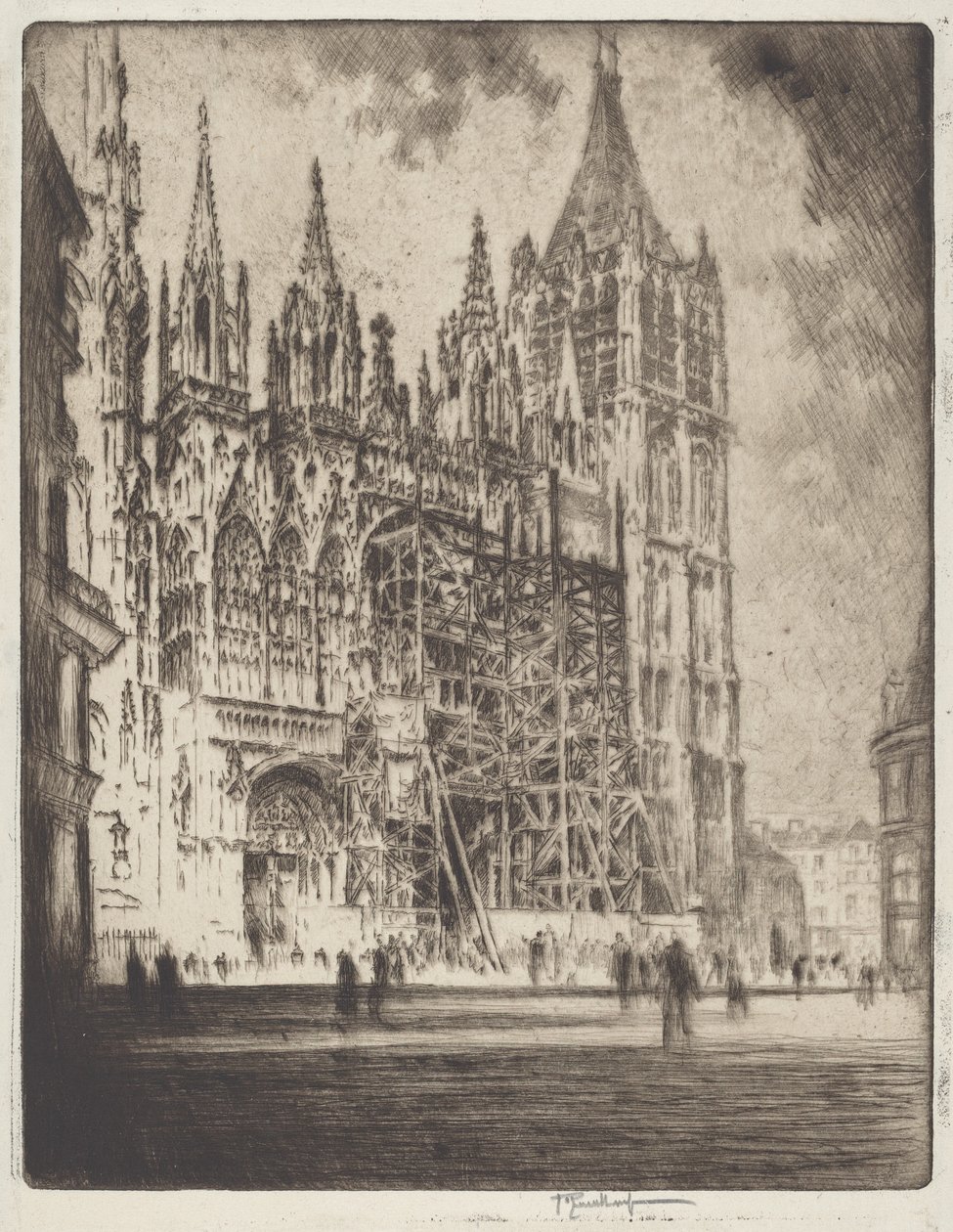 Vestfronten, Rouen katedral av Joseph Pennell
