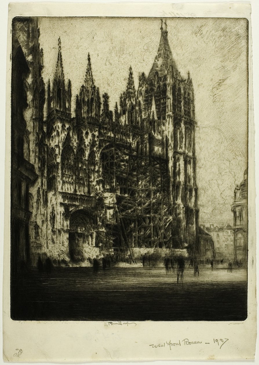 Vestfronten, Rouen katedral av Joseph Pennell