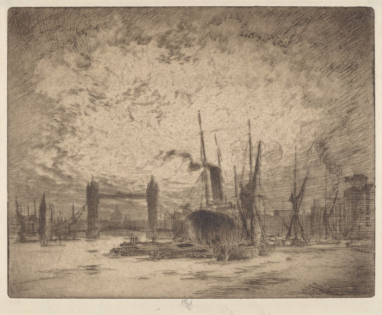 Tower Bridge, kveld av Joseph Pennell