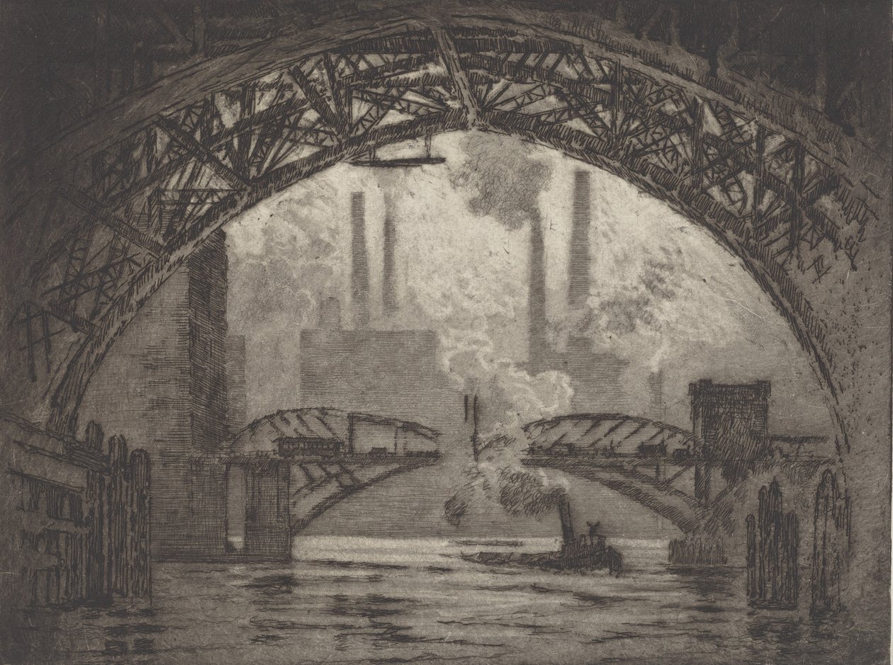 Under the Bridges, Chicago, 1910. av Joseph Pennell