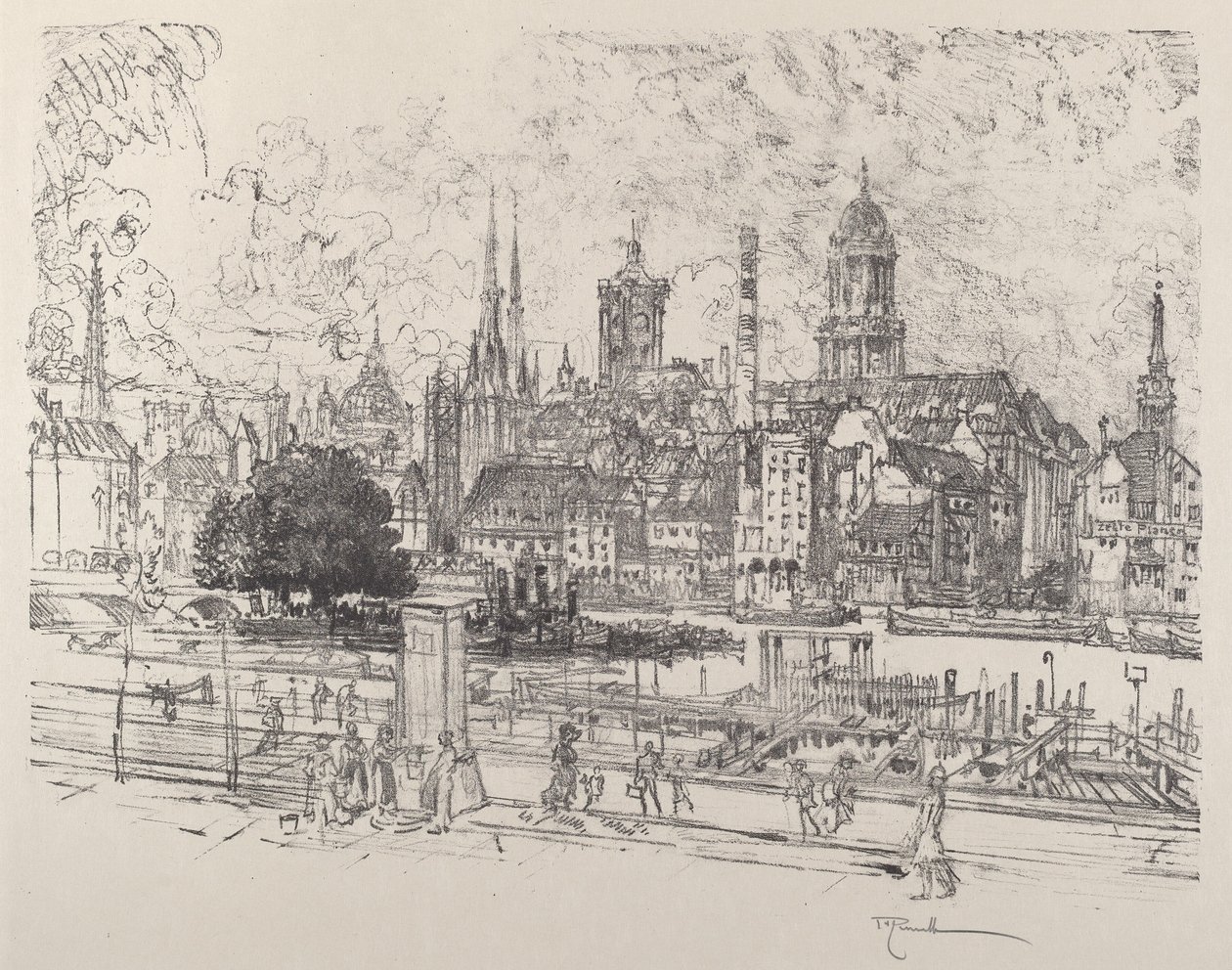 Utsikt over Spree, Berlin av Joseph Pennell