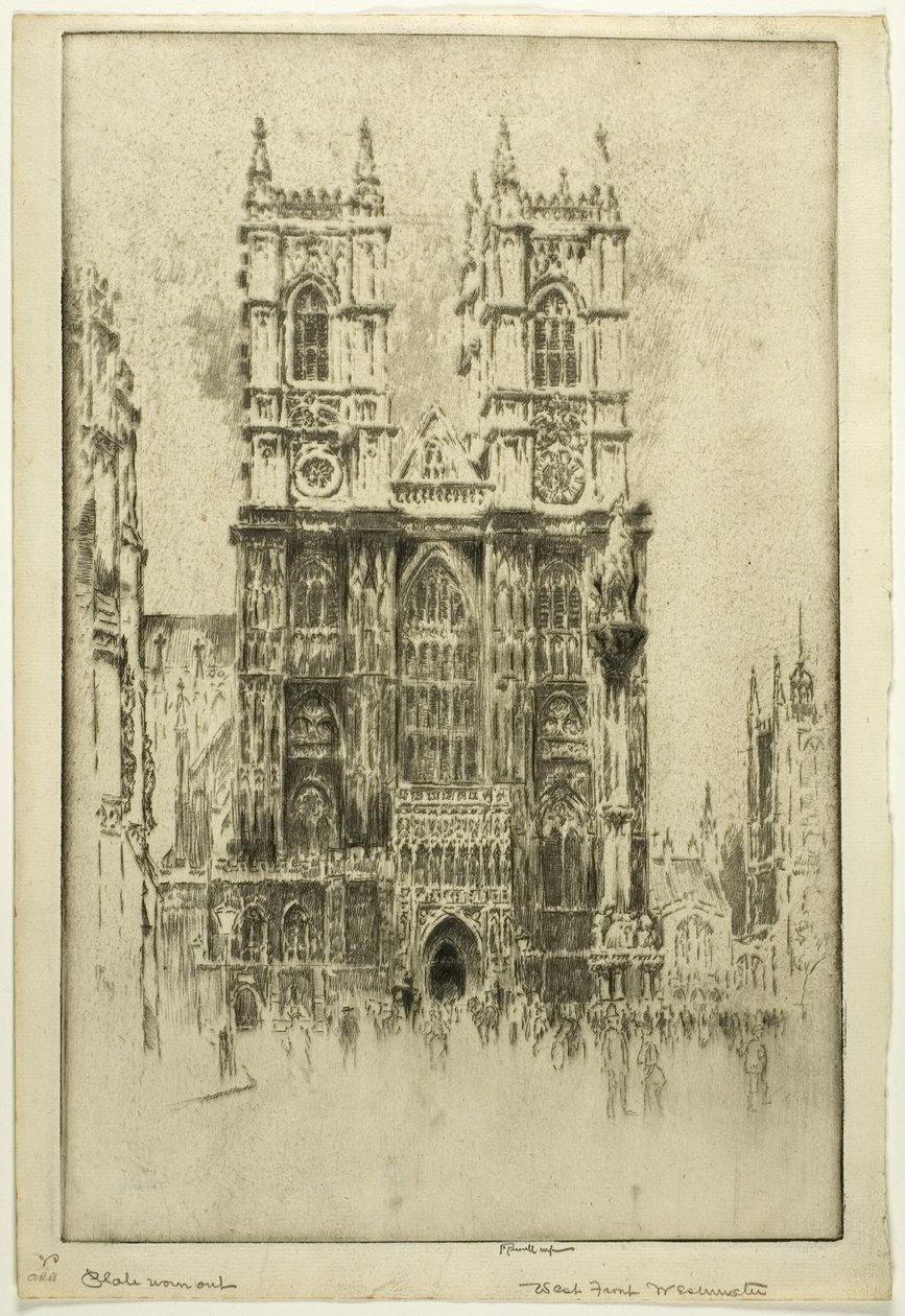 Vestfronten, Westminster Abbey av Joseph Pennell