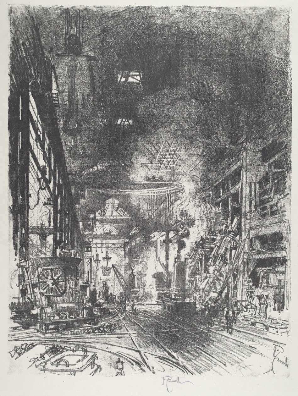Innenfor ovnene, 1916. av Joseph Pennell