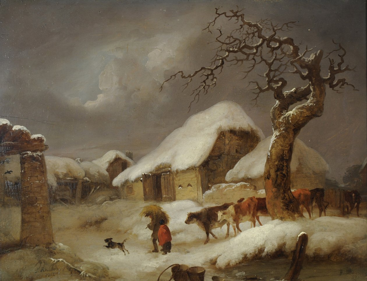 Snø i gårdstunet av Joseph Rhodes