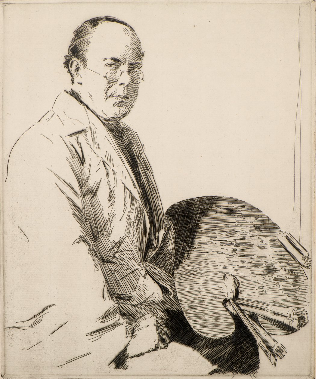 Selvportrett, 1900-tallet (radering) av Joseph Simpson