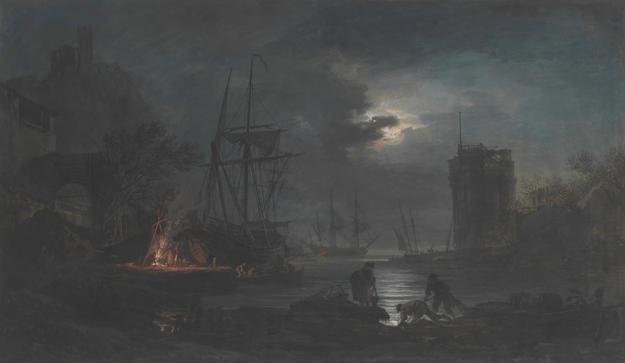 Moonlight, n.d.. av Joseph Vernet.