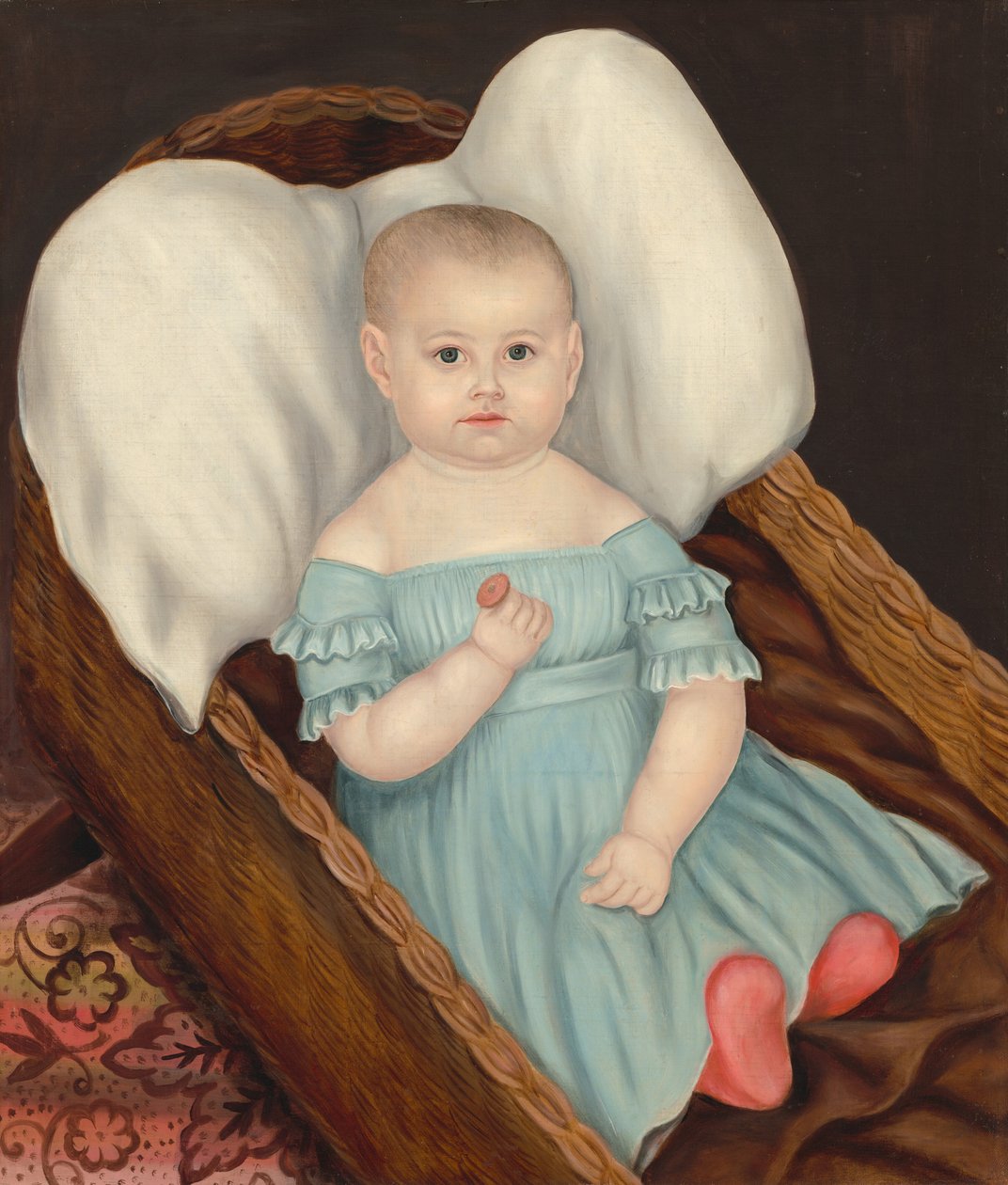 Baby i flettet kurv, ca. 1840. av Joseph Whiting Stock