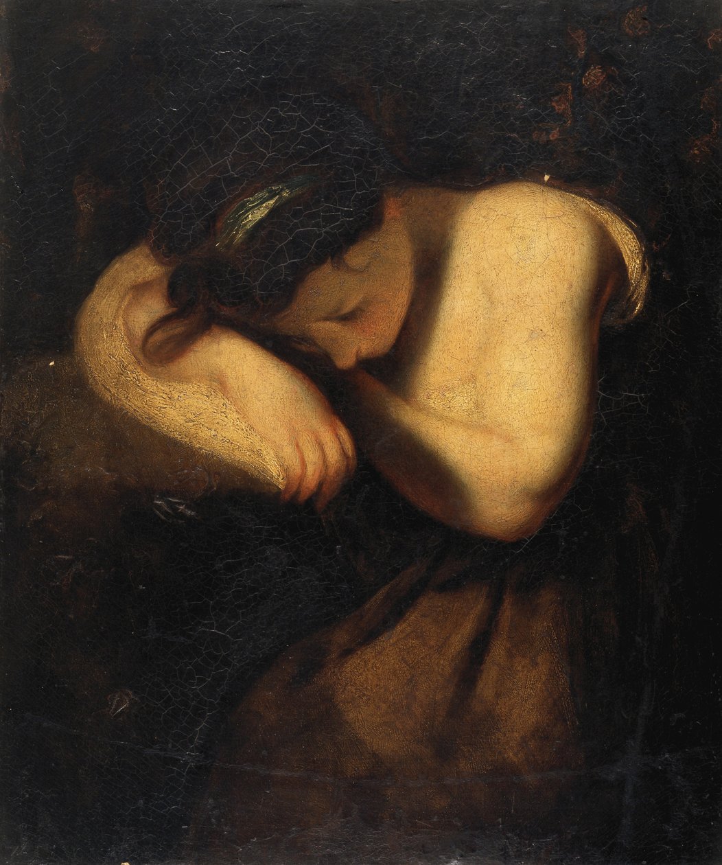 Ung jente sover (olje på lerret) av Joshua Reynolds