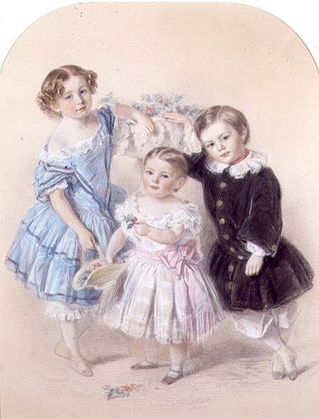Portrett av tre små barn av Josiah Gilbert
