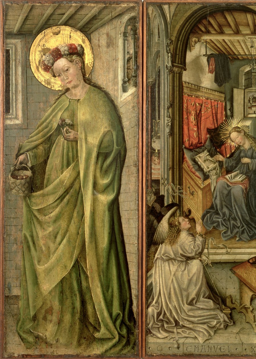 St. Dorothy, venstre panel av polyptyk (panel) av Jost Amman