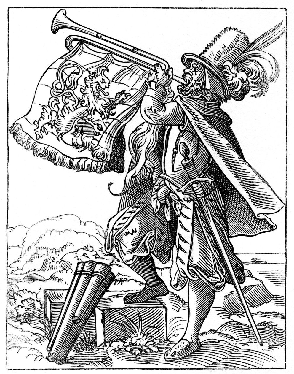 Militær trompetist, 1500-tallet 1849. av Jost Amman