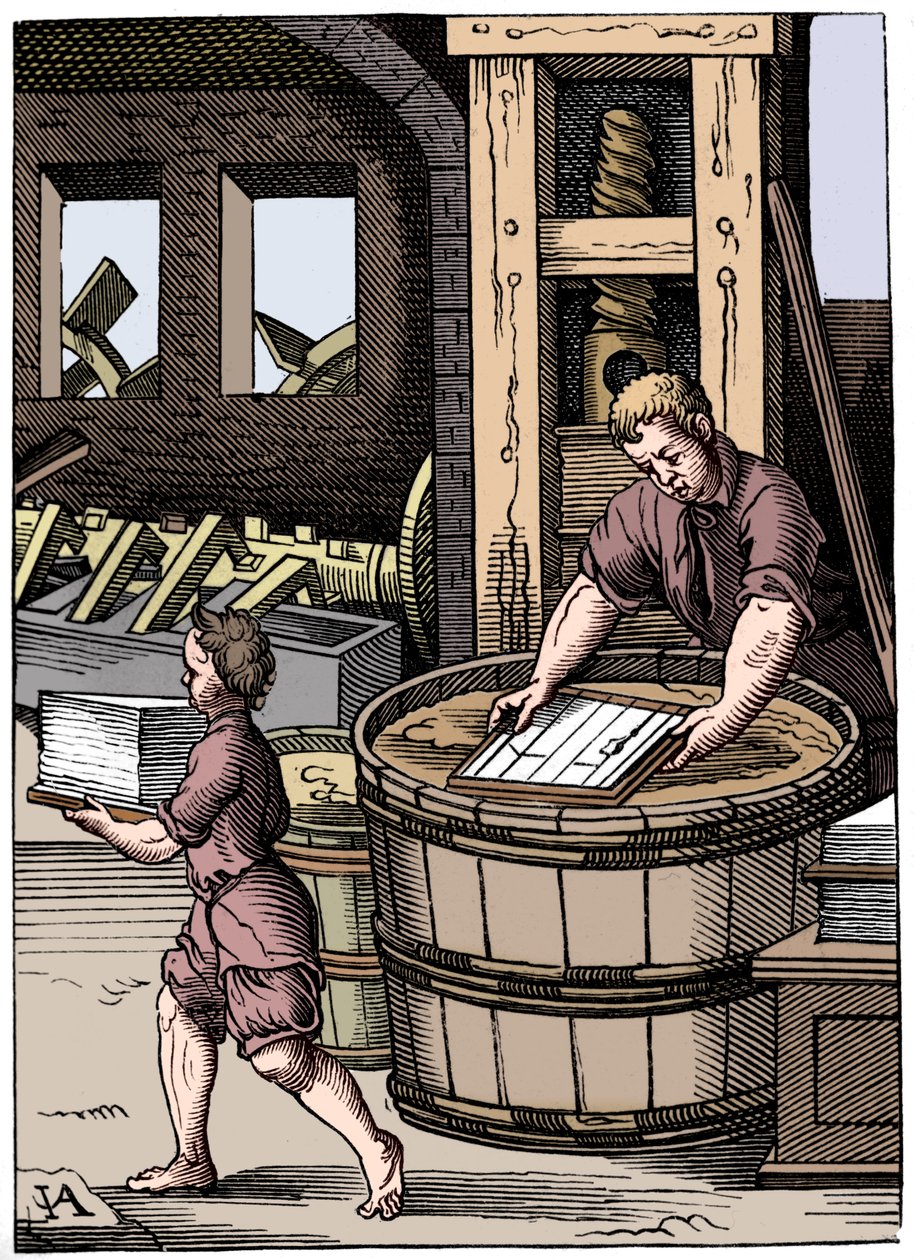 Papirmaker, 1500-tallet, 1849 av Jost Amman