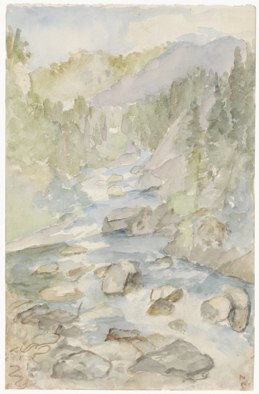 Fjelllandskap med bekk av Jozef Israëls
