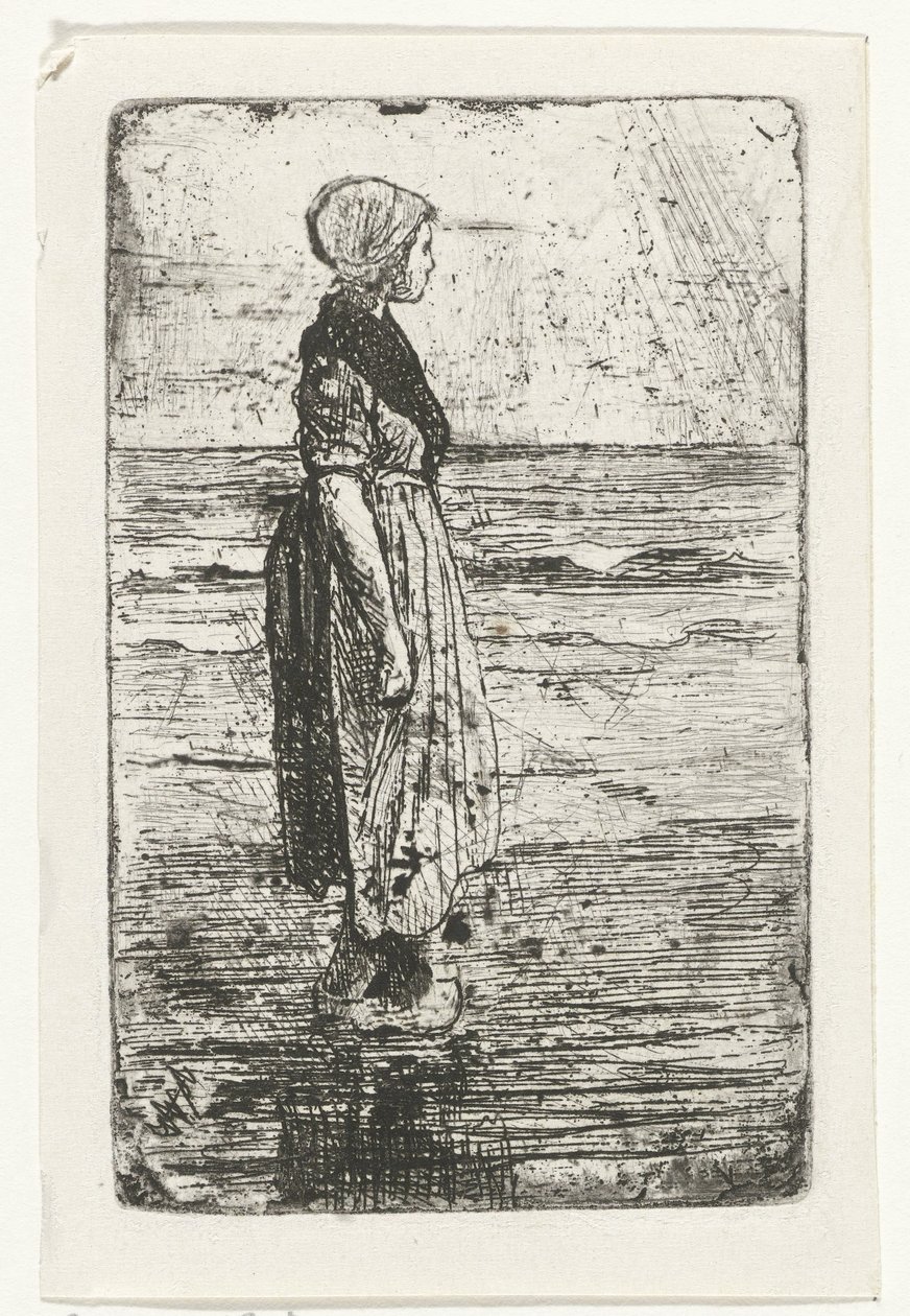 Stående kvinne på stranden av Jozef Israëls